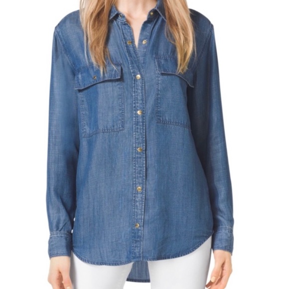 Michael Kors Denim Shirt Size Large - Picture 1 of 9